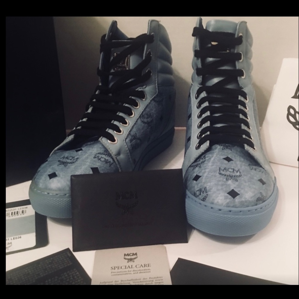 AUTHENTIC NEVER WORN MCM CARRYOVER HIGH-TOP SHOES!
